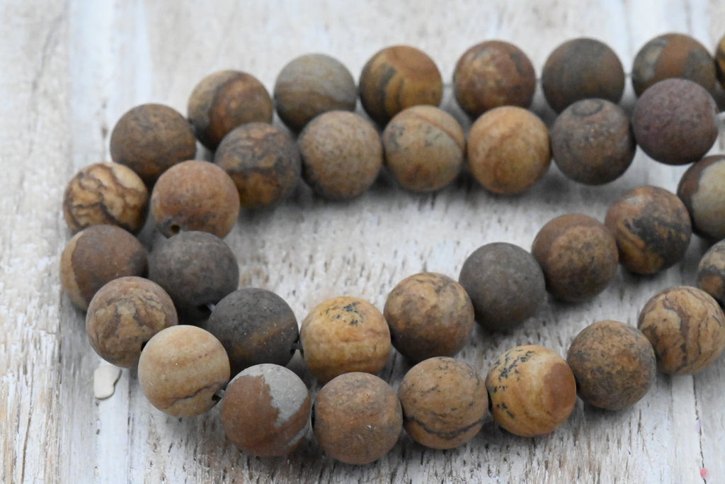Two Strands 8mm Matte Picture Jasper