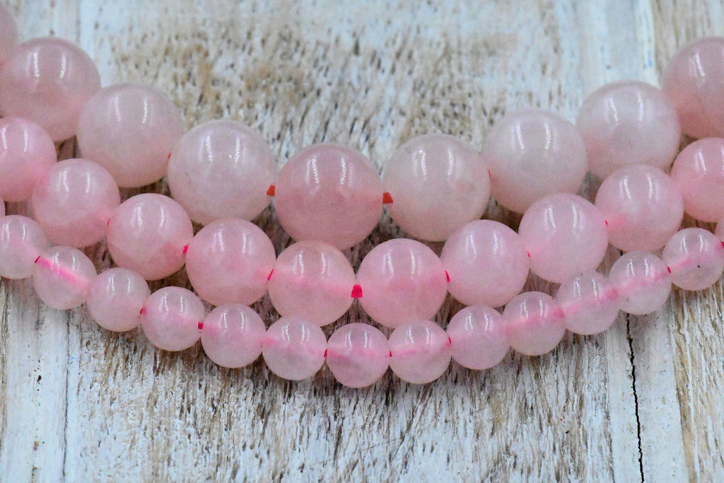 Rose Quartz 4mm, 6mm, 8mm, 10mm Pink Rose Quartz  -15 inch strand