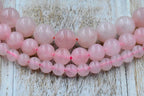 TWO STRANDS Rose Quartz 4mm, 6mm, 8mm, 10mm Pink Rose Quartz -15 inch strand