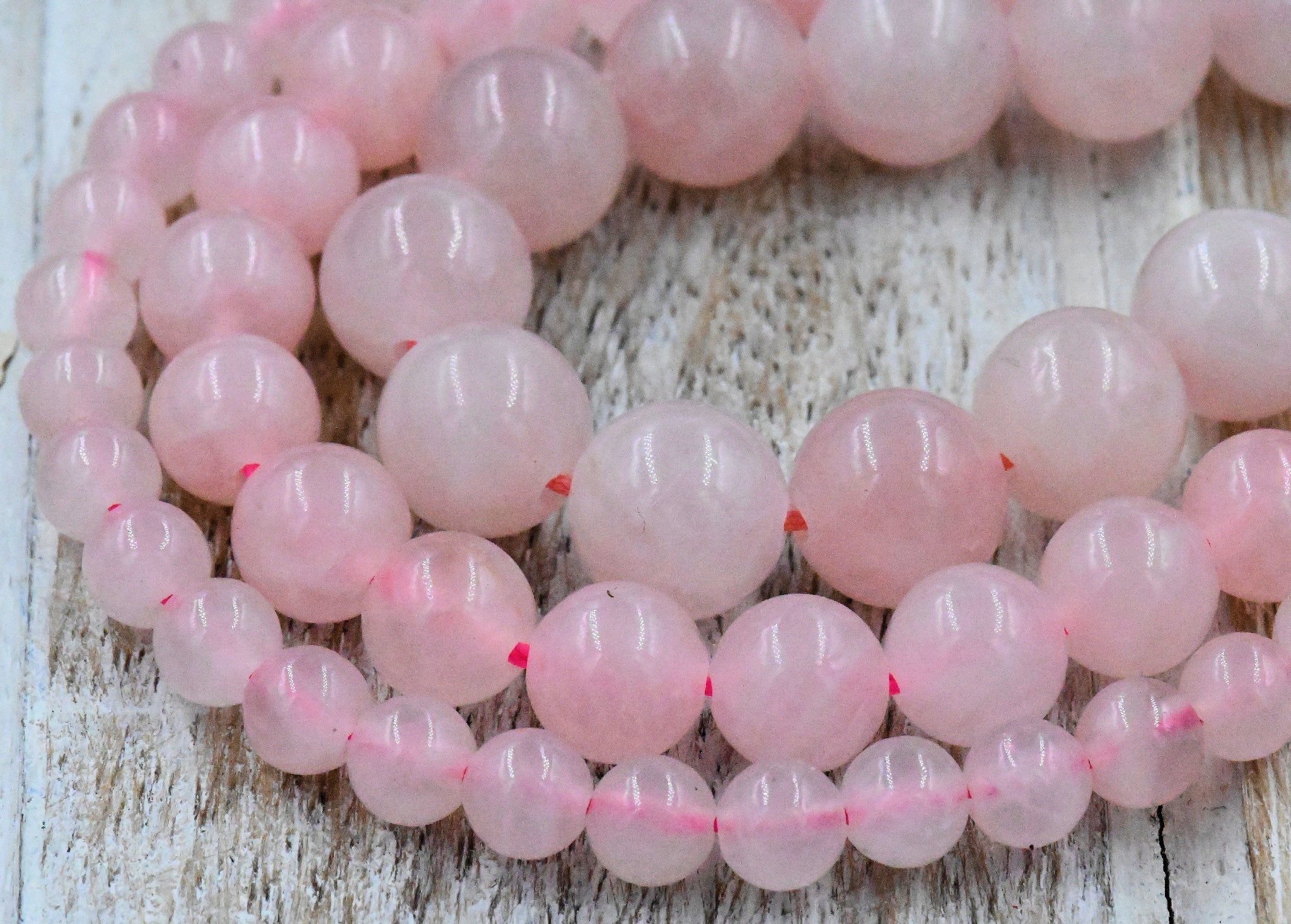 TWO STRANDS Rose Quartz 4mm, 6mm, 8mm, 10mm Pink Rose Quartz -15 inch strand