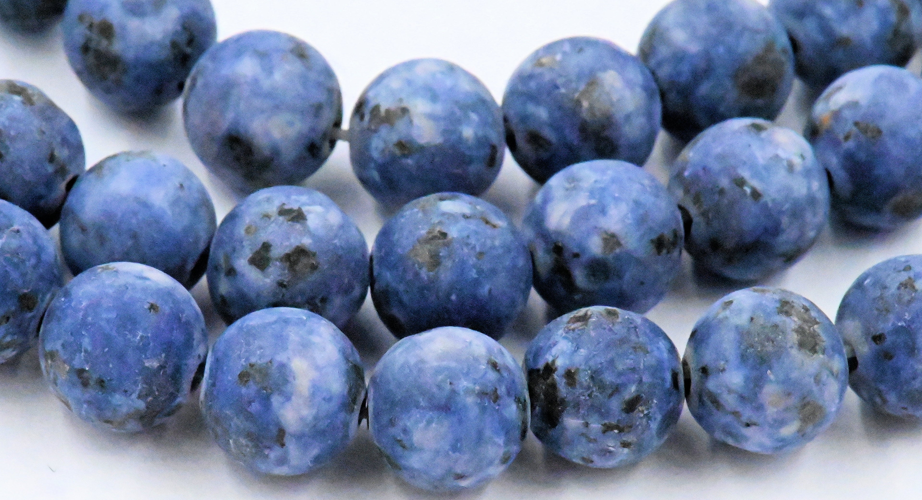 Sesame Jasper Beads 8mm Matte blue round -15 inch strand
