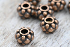 Beaded Spacer beads, Rondelle Antique Bronze, Antique Copper or Antque Silver