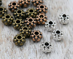 Beaded Spacer beads, Rondelle Antique Bronze, Antique Copper or Antque Silver