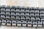 8mm Hematite Silver Drum Focal Beads