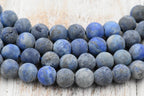 8mm Frosted Lapis Lazuli Round Beads  -15 inch strand