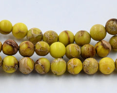 Mustard Yellow Impression Jasper Beads 4mm round -15.5 beads