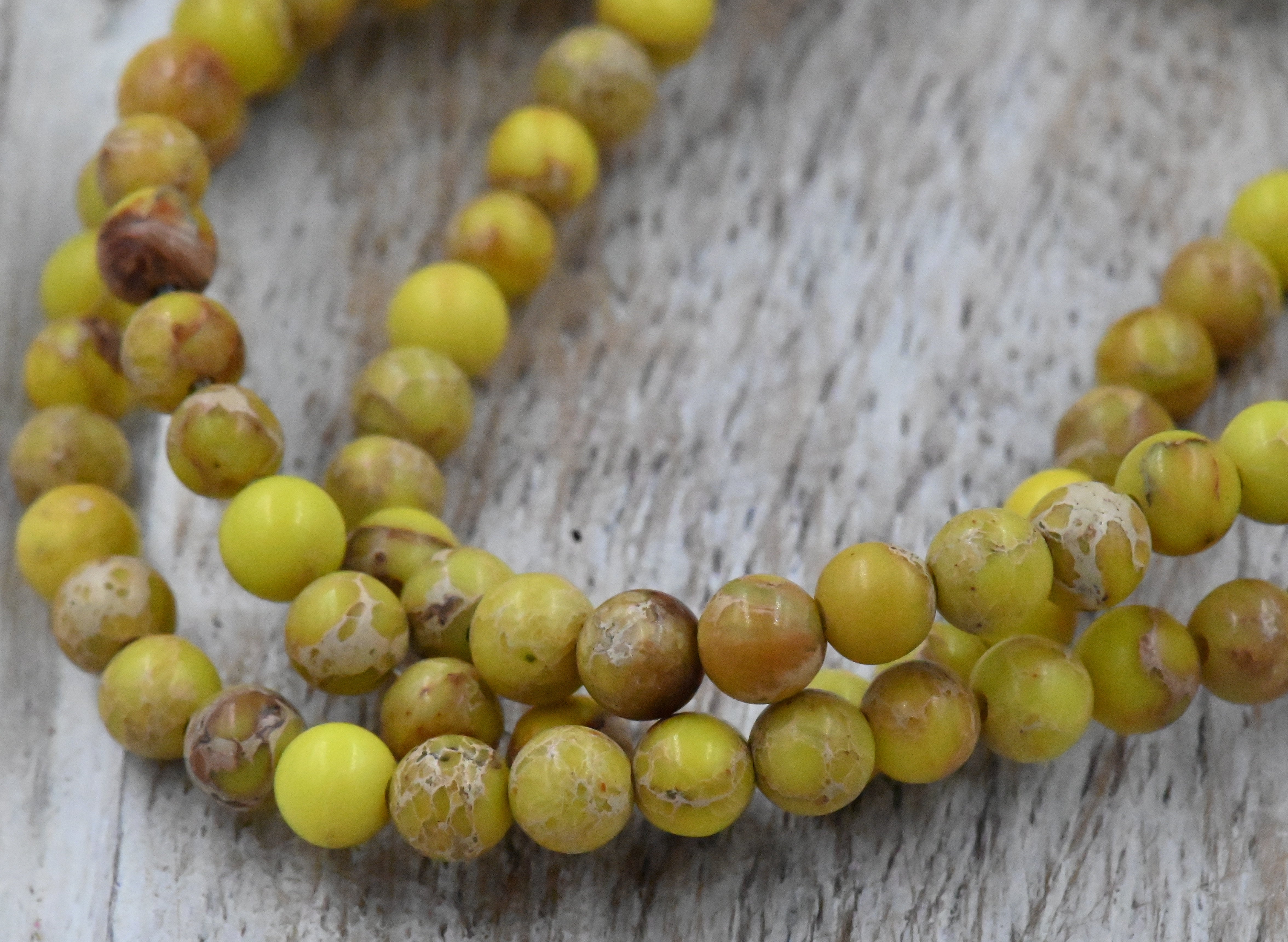 Mustard Yellow Impression Jasper Beads 4mm round -15.5 beads
