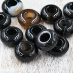 Black Agate Large Hole European 12mm Beads
