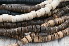 TEN STRANDS Coconut Beads Strands, Flat Round, Mixed Color 6mm