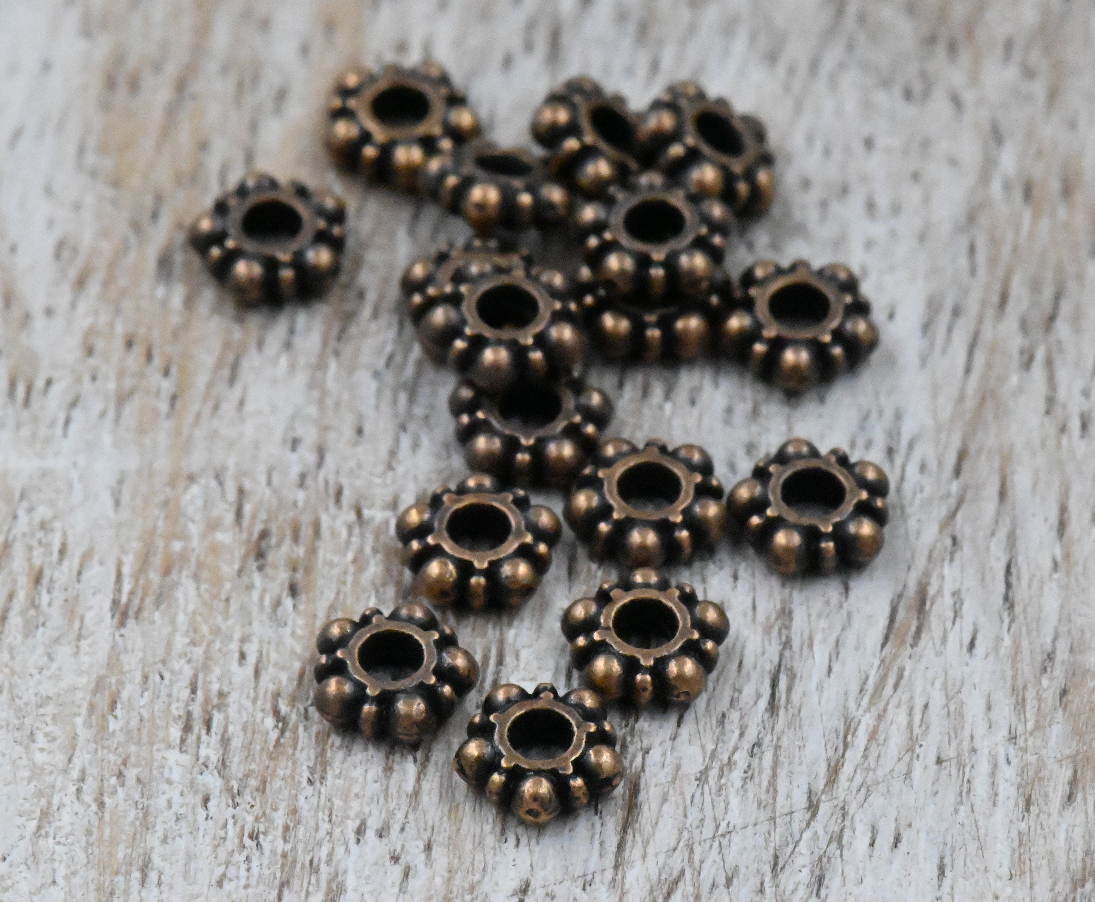 Heishi, 4mm or 6mm Beaded Antique Copper Spacer Bead