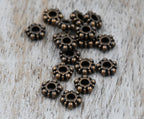 200 beads, Antique Copper Daisy Spacer 4mm or 6mm beads