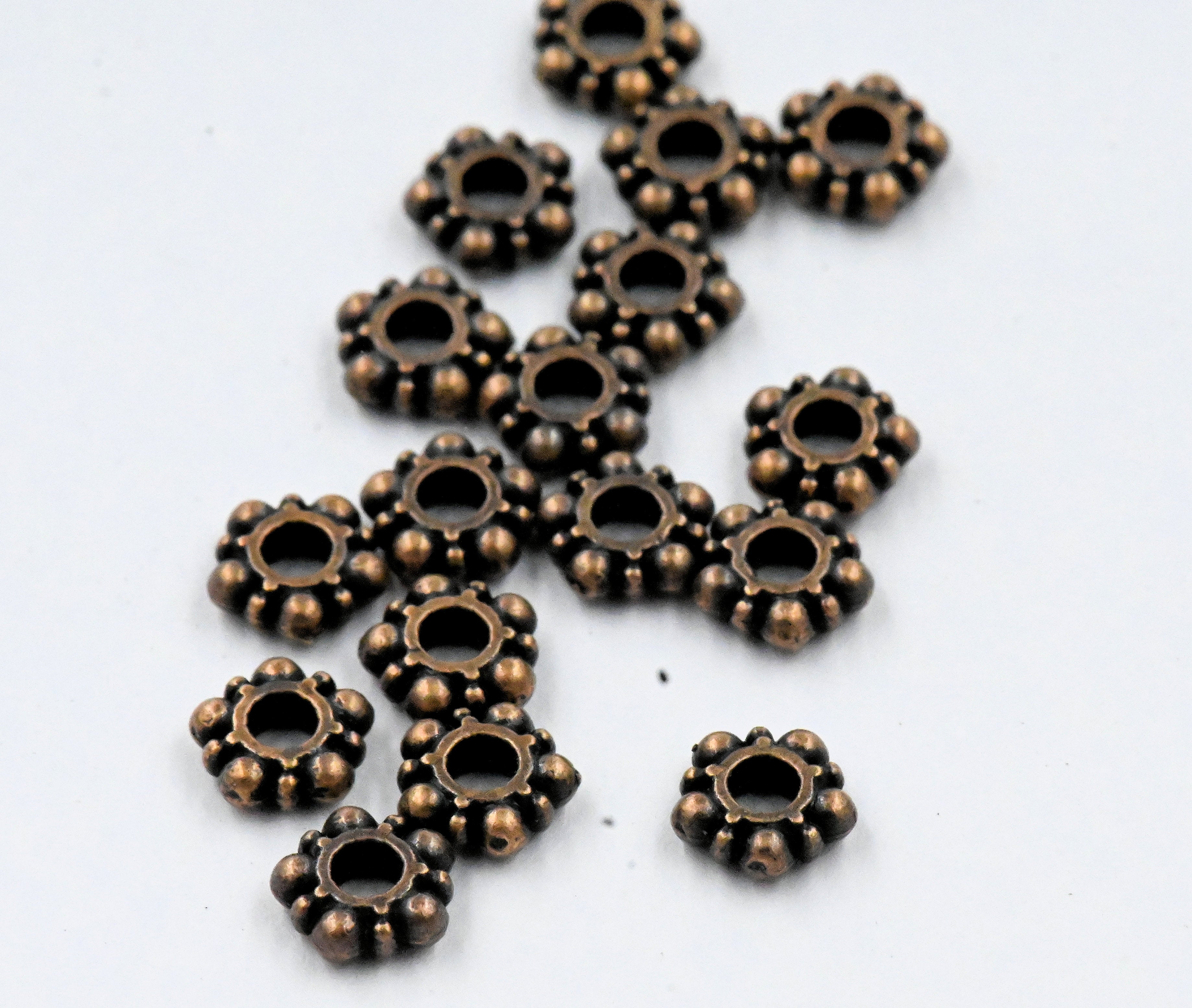 Heishi, 4mm or 6mm Beaded Antique Copper Spacer Bead