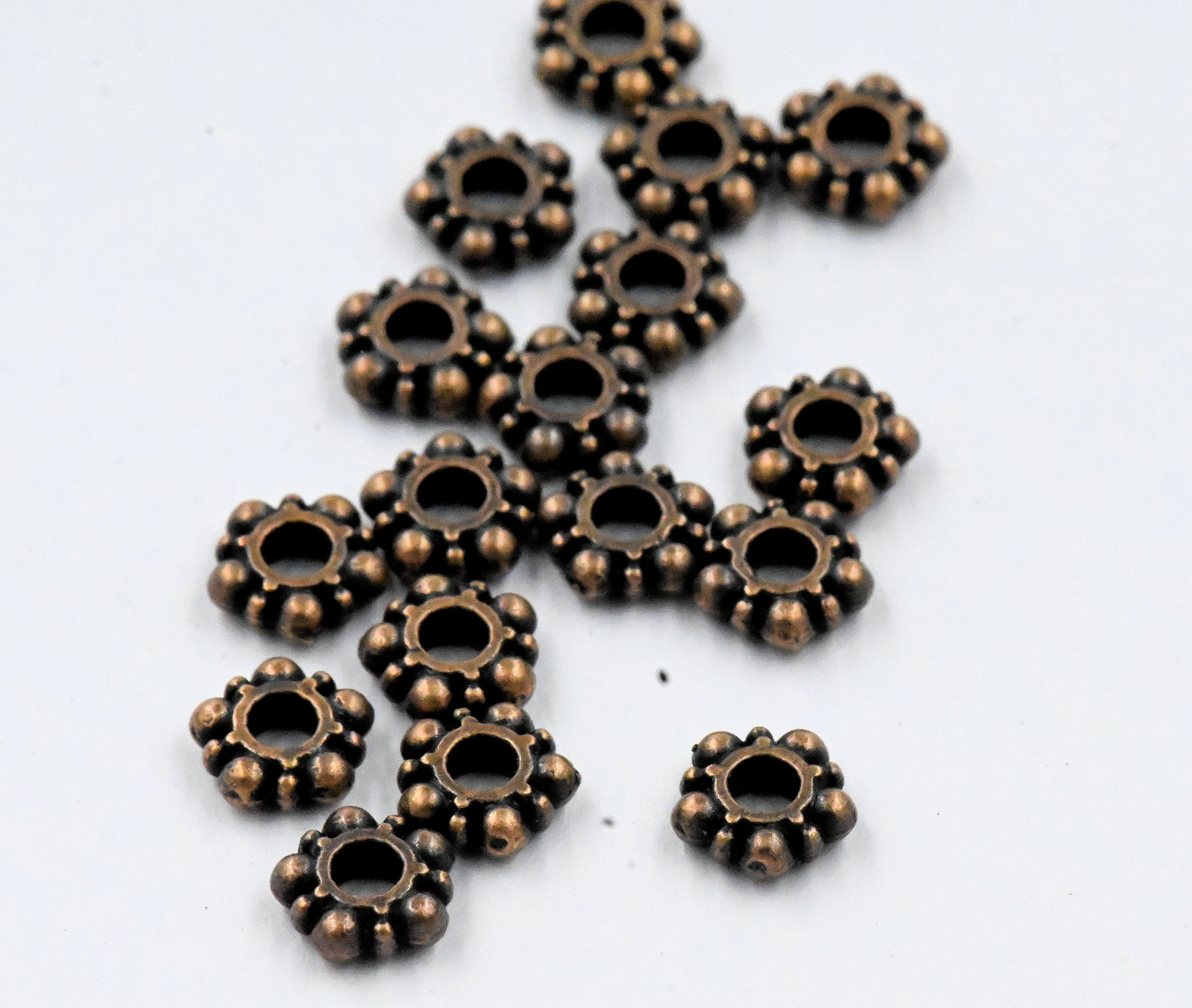 200 beads, Antique Copper Daisy Spacer 4mm or 6mm beads