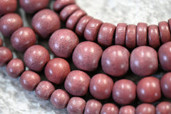Cafe Ole Brown Wood Round 6mm, 8mm, 10mm, 8x4mm Brown Wood Beads -16 inch strand