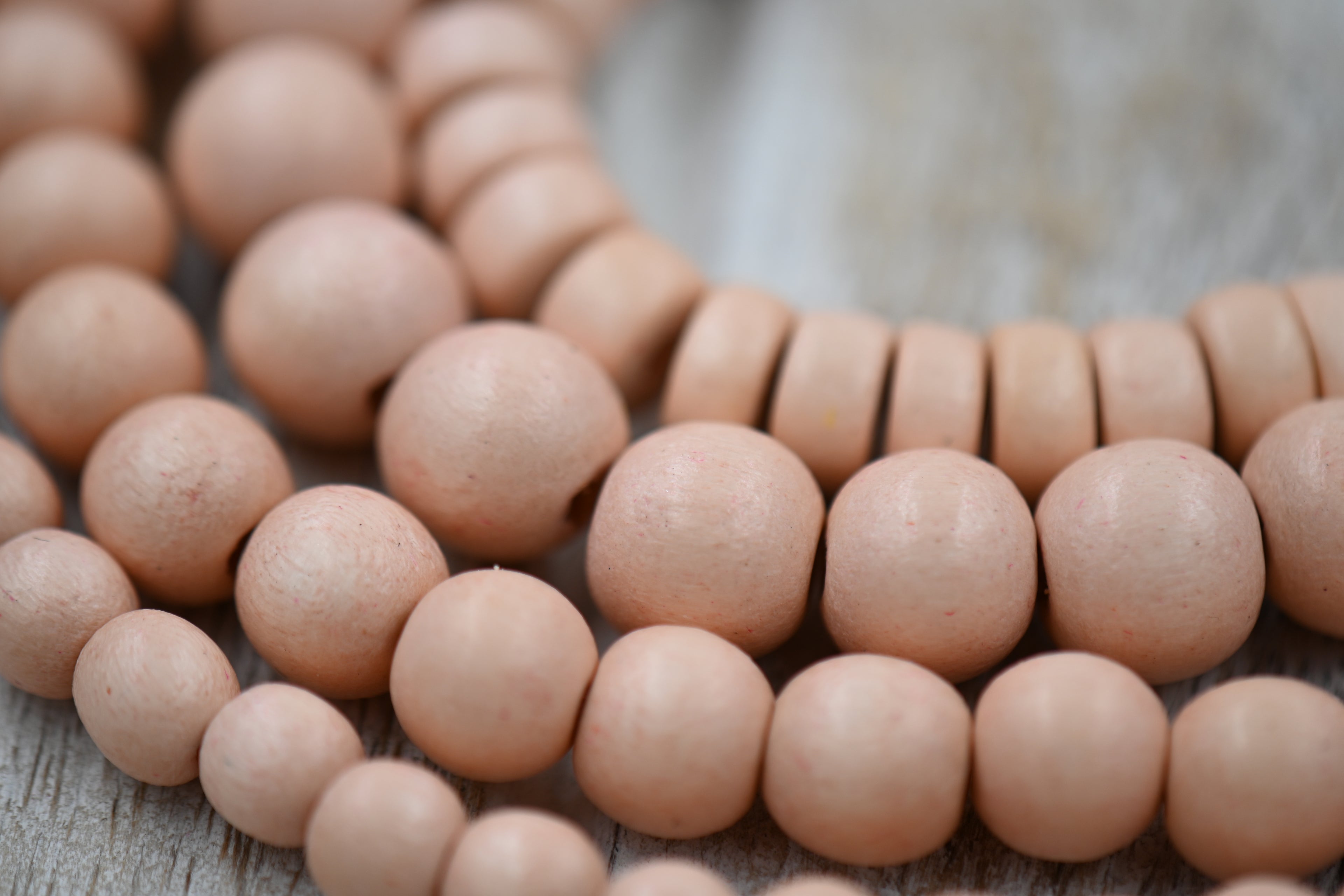 Summer Peach Beige Wood 6mm 8mm 10mm Round 8x5mm Rondelle beads -16 inch strand