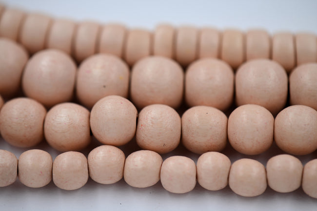 Summer Peach Beige Wood 6mm 8mm 10mm Round 8x5mm Rondelle beads -16 inch strand Hover Image