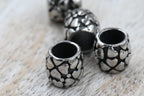 Stainless Steel Spacer Beads, Large Hole Beads, 2pc Heart Column, Antique Silver