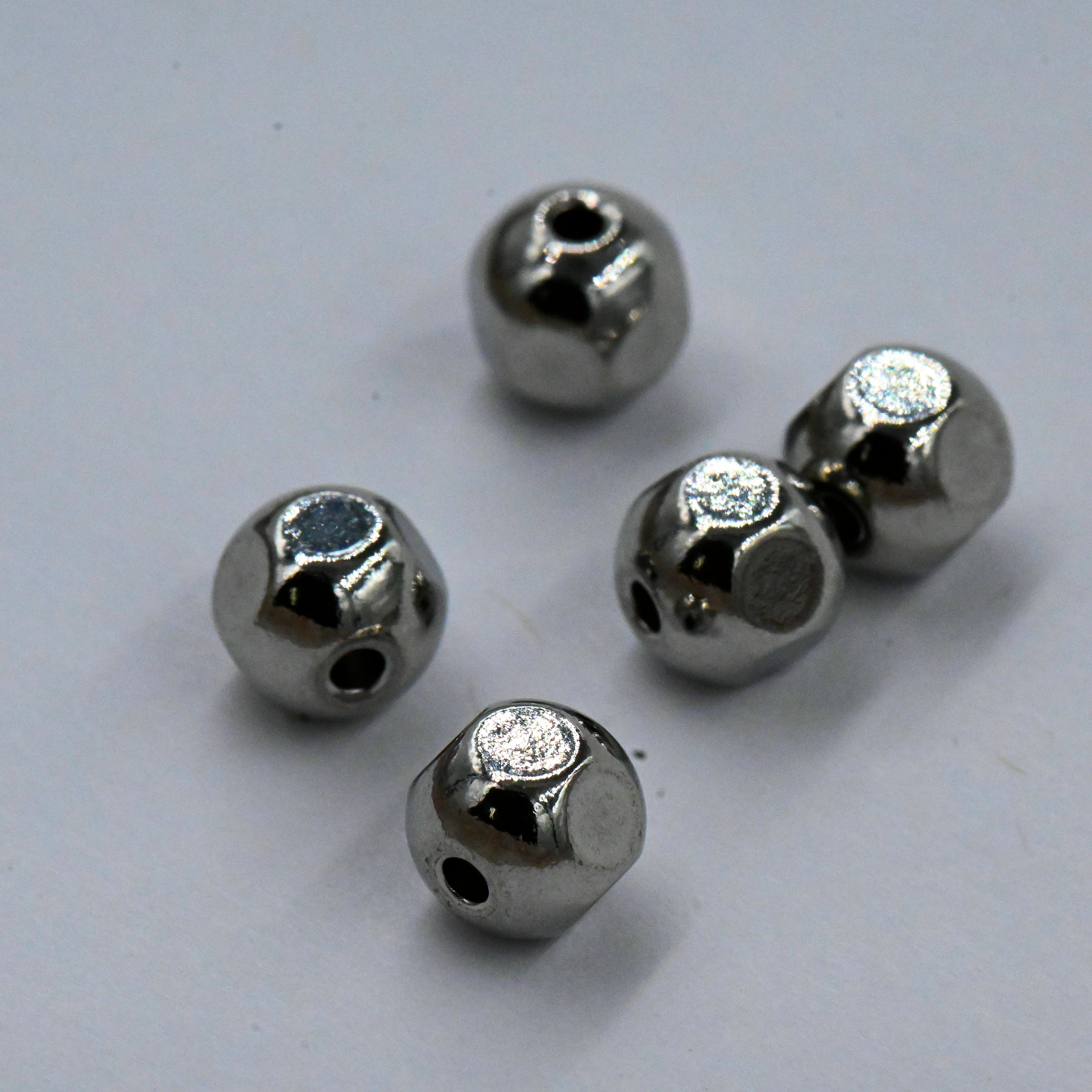 Stainless Steel Beads, Faceted, Round 5mm, 6mm -25pc