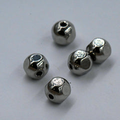 Stainless Steel Beads, Faceted, Round 5mm, 6mm -25pc