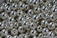 Stainless Steel Beads, Round, Silver Color Plated, 8x6.5mm