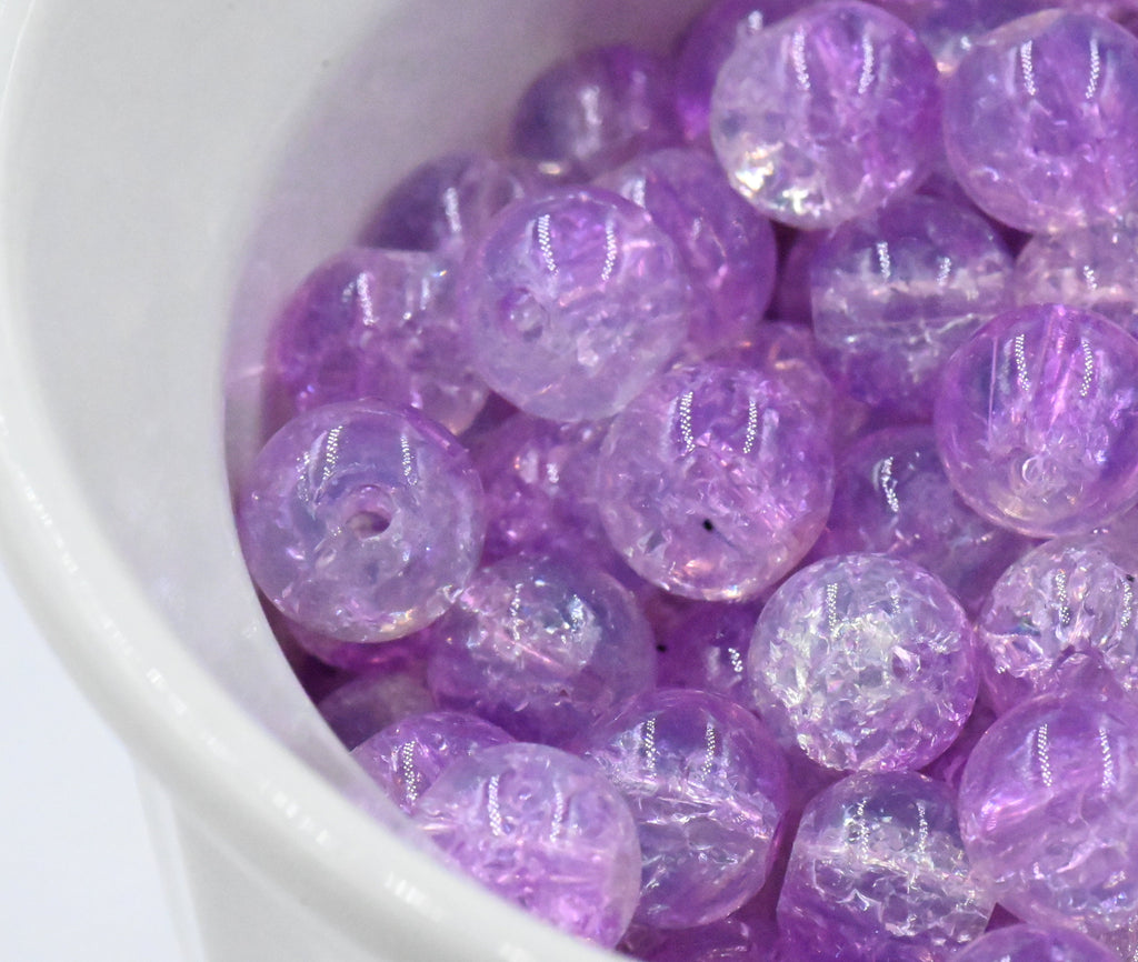 200pc Purple 6mm 8mm 10mm Lilac Transparent Glass Beads