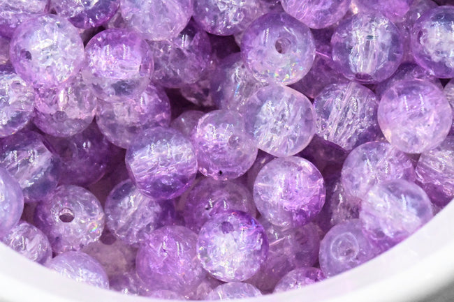 200pc Purple 6mm 8mm 10mm Lilac Transparent Glass Beads Main Image