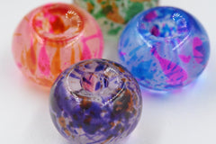 Painted Glass European Beads, Large Hole Beads, Rondelle, Mixed Color, 20pc