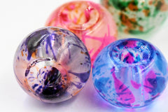 Painted Glass European Beads, Large Hole Beads, Rondelle, Mixed Color, 20pc