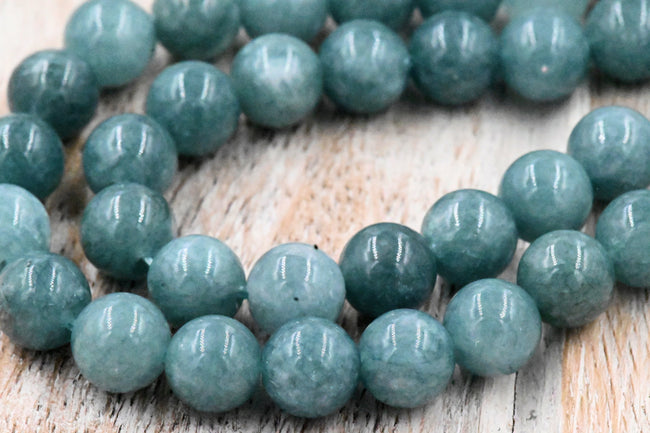 TWO STRANDS Natural White Jade Imitation Russian Amazonite Beads Strands, Round, Dyed, 8mm Main Image