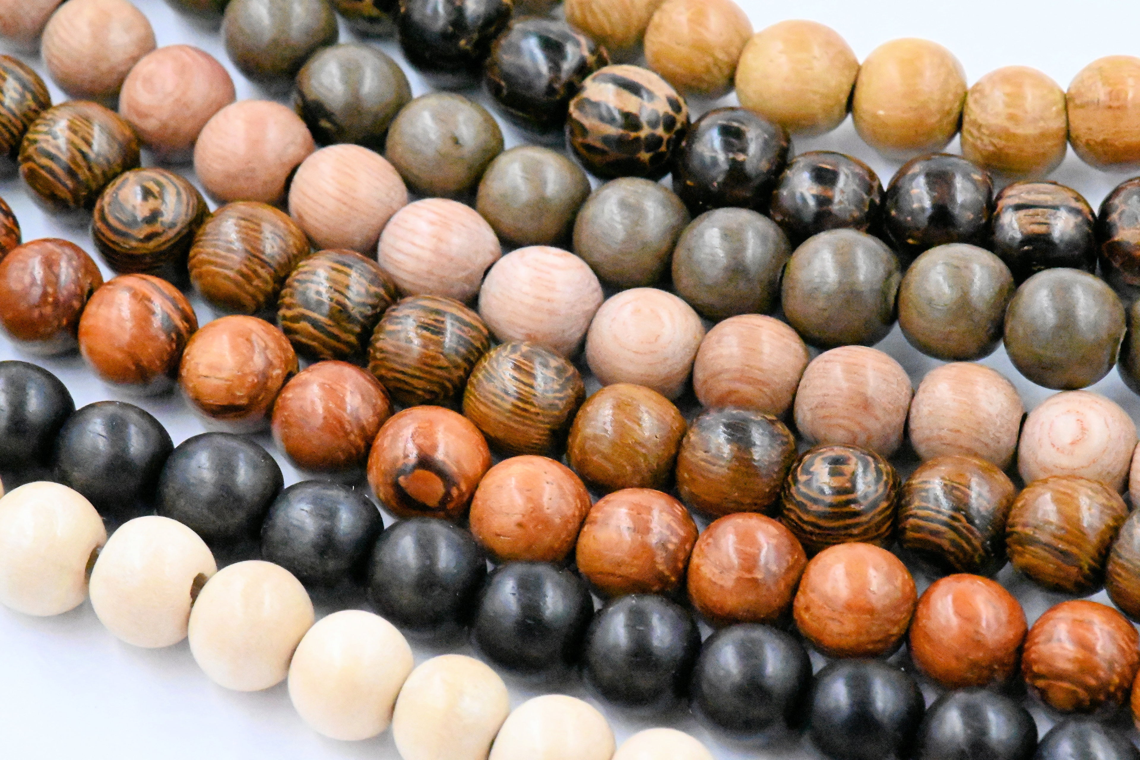 8mm Exotic Natural Wood Set Rosewood, Ebony, Bayong, Palmwood. 120pc