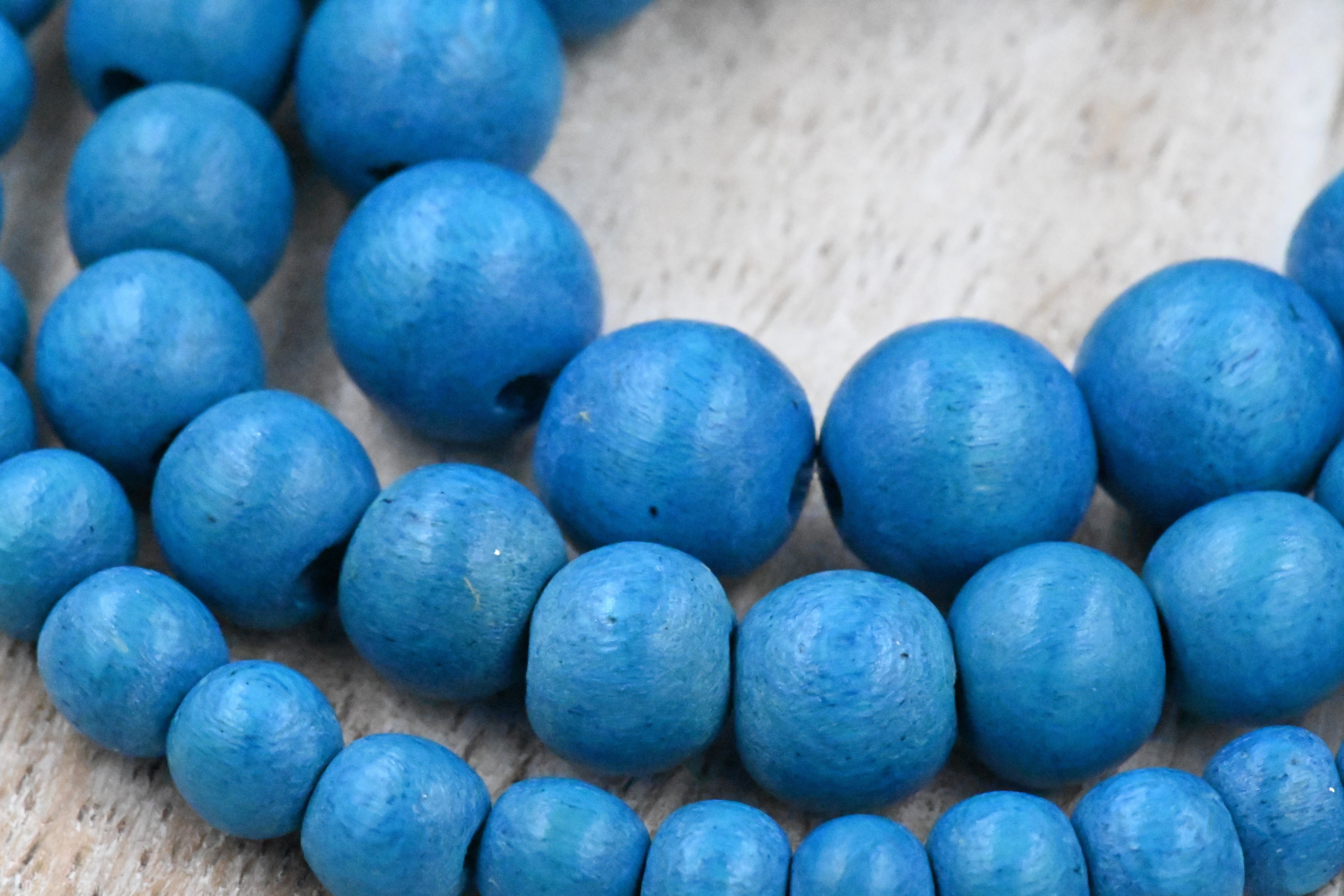 TWO STRANDS Blue Macaw Beads 6mm 8mm 10mm Wood beads -16 inch strand