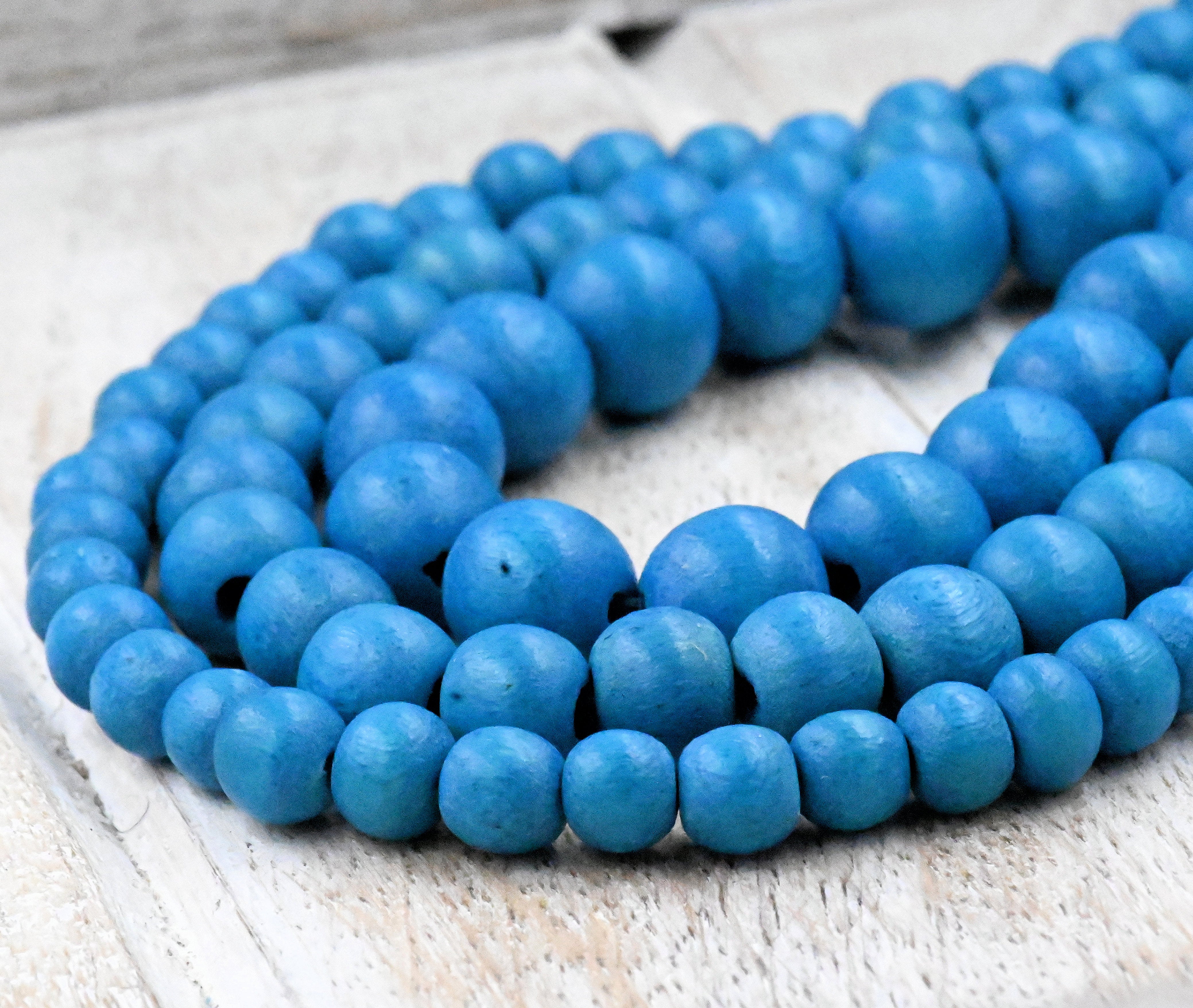 Blue Macaw Beads 6mm 8mm 10mm Wood beads -16 inch strand