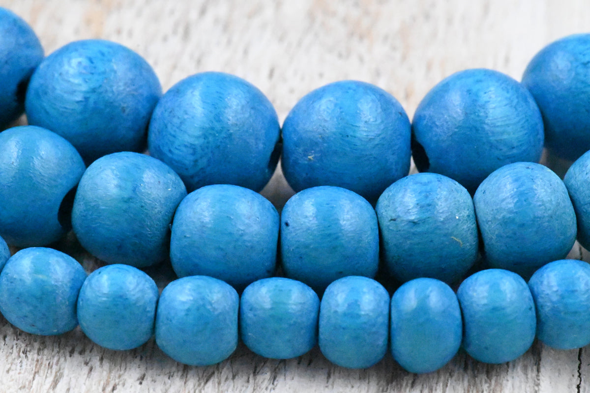 TWO STRANDS Blue Macaw Beads 6mm 8mm 10mm Wood beads -16 inch strand