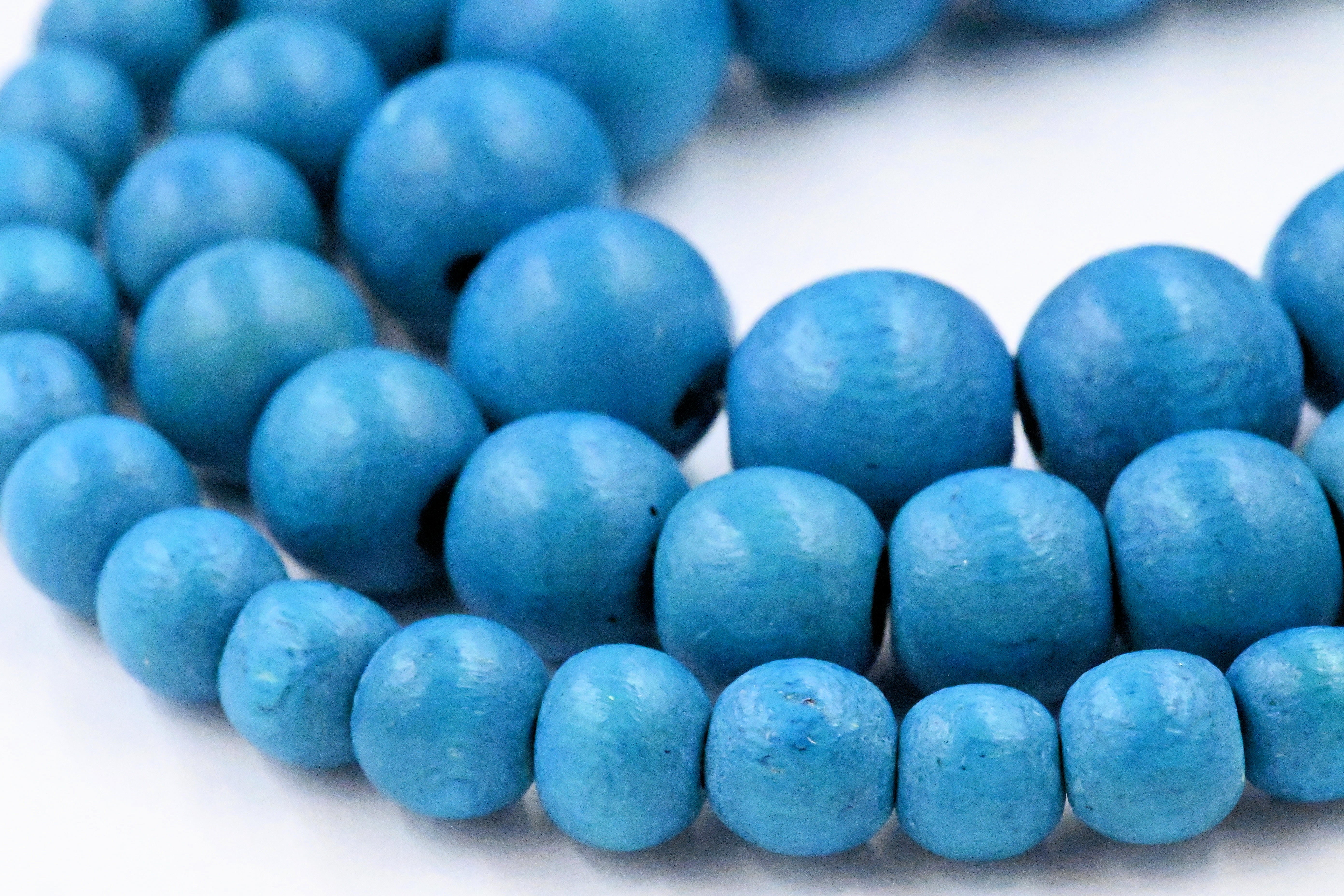 TWO STRANDS Blue Macaw Beads 6mm 8mm 10mm Wood beads -16 inch strand