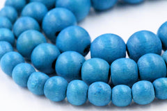 TWO STRANDS Blue Macaw Beads 6mm 8mm 10mm Wood beads -16 inch strand