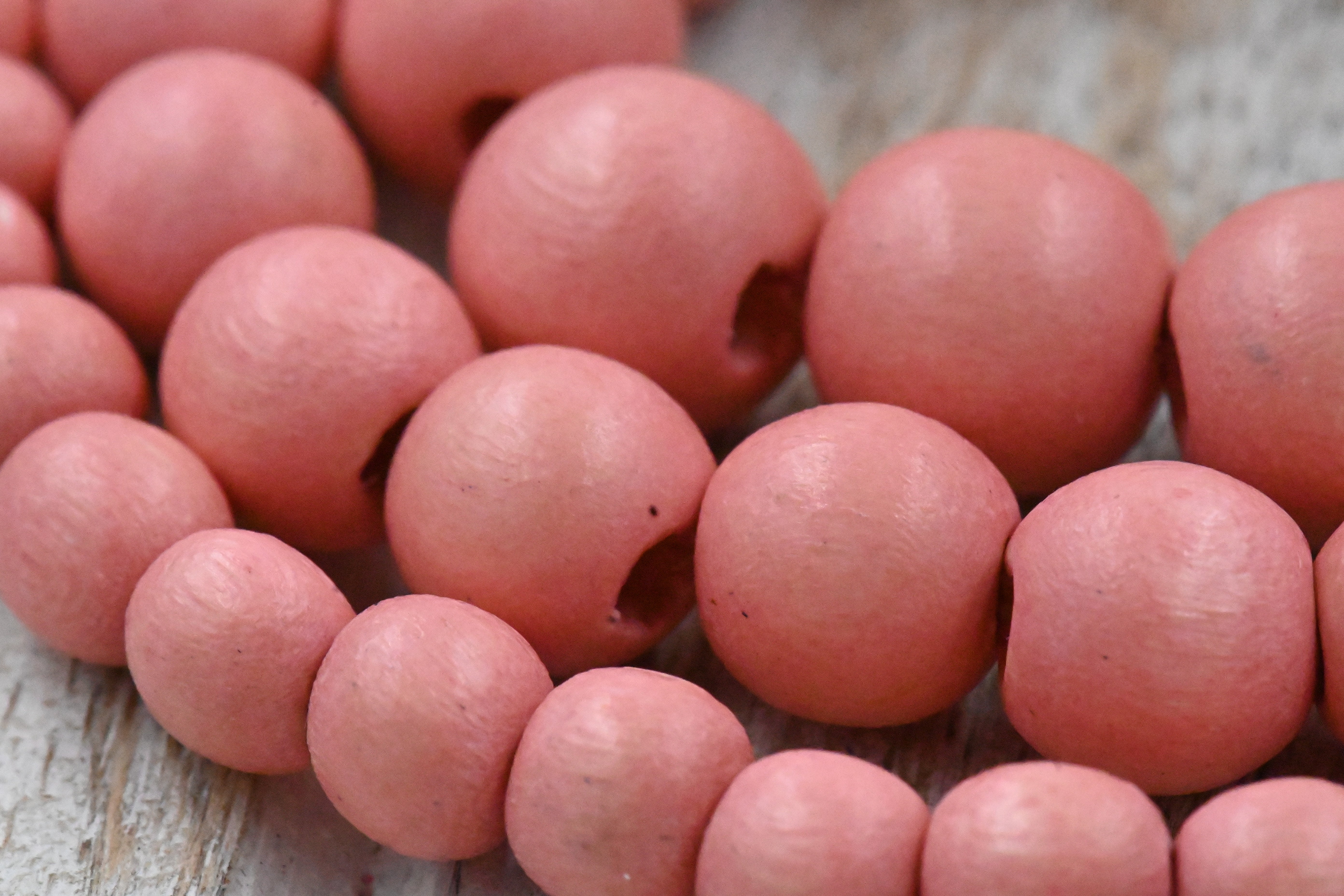 Pink Wood Round 6mm 8mm 10mm, Old World Pink Boho Wood Beads -16 inch strand