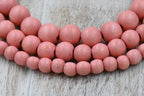 Pink Wood Round 6mm 8mm 10mm, Old World Pink Boho Wood Beads -16 inch strand