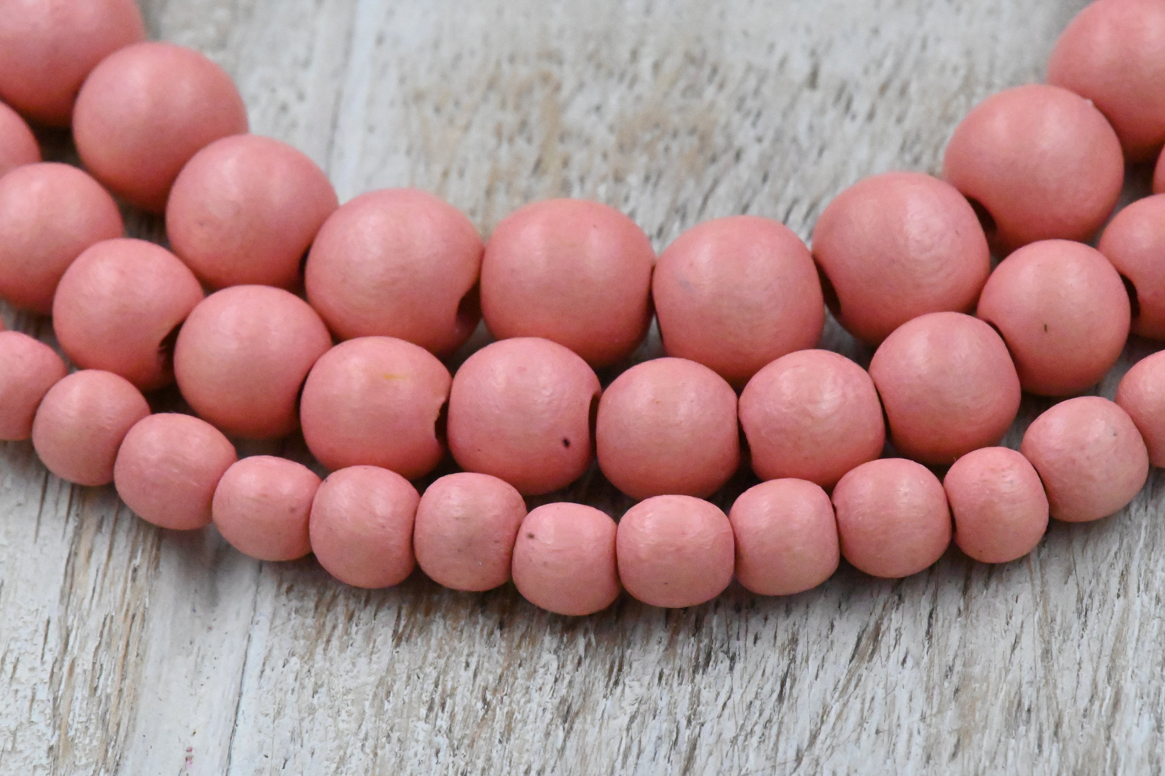 Pink Wood Round 6mm 8mm 10mm, Old World Pink Boho Wood Beads -16 inch strand