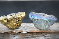 Czech Bird Transparent and Gold with Etched, 11x22mm AB, and Metallic Finishes, 4pc