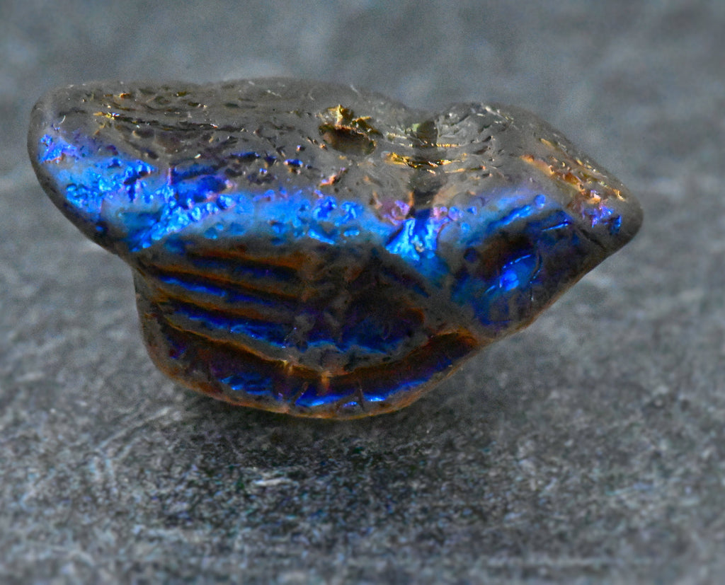 Czech Bird Grey with Etched, 11x22mm AB, and Metallic Blue Finishes, 2pc