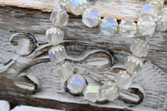 Czech Glass Beads 6mm Cathedral Transparent Glass with Matte, Antique Silver, and AB Finishes