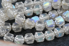 Czech Glass Beads 6mm Cathedral Transparent Glass with Matte, Antique Silver, and AB Finishes