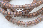Czech Glass Beads 3x6mm Heishi Transparent Glass with Etched, Copper and AB Finishes