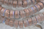 Czech Glass Beads 3x6mm Heishi Transparent Glass with Etched, Copper and AB Finishes