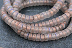Czech Glass Beads 3x6mm Heishi Transparent Glass with Etched, Copper and AB Finishes