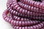 Czech Glass Beads 3x6mm Heishi Claret with Etched and Metallic Pink Wash 50pc