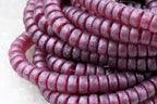 Czech Glass Beads 3x6mm Heishi Claret with Etched and Metallic Pink Wash
