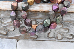 15pc Metallic Mix 10x8mm Faceted Bicone Czech Glass Beads