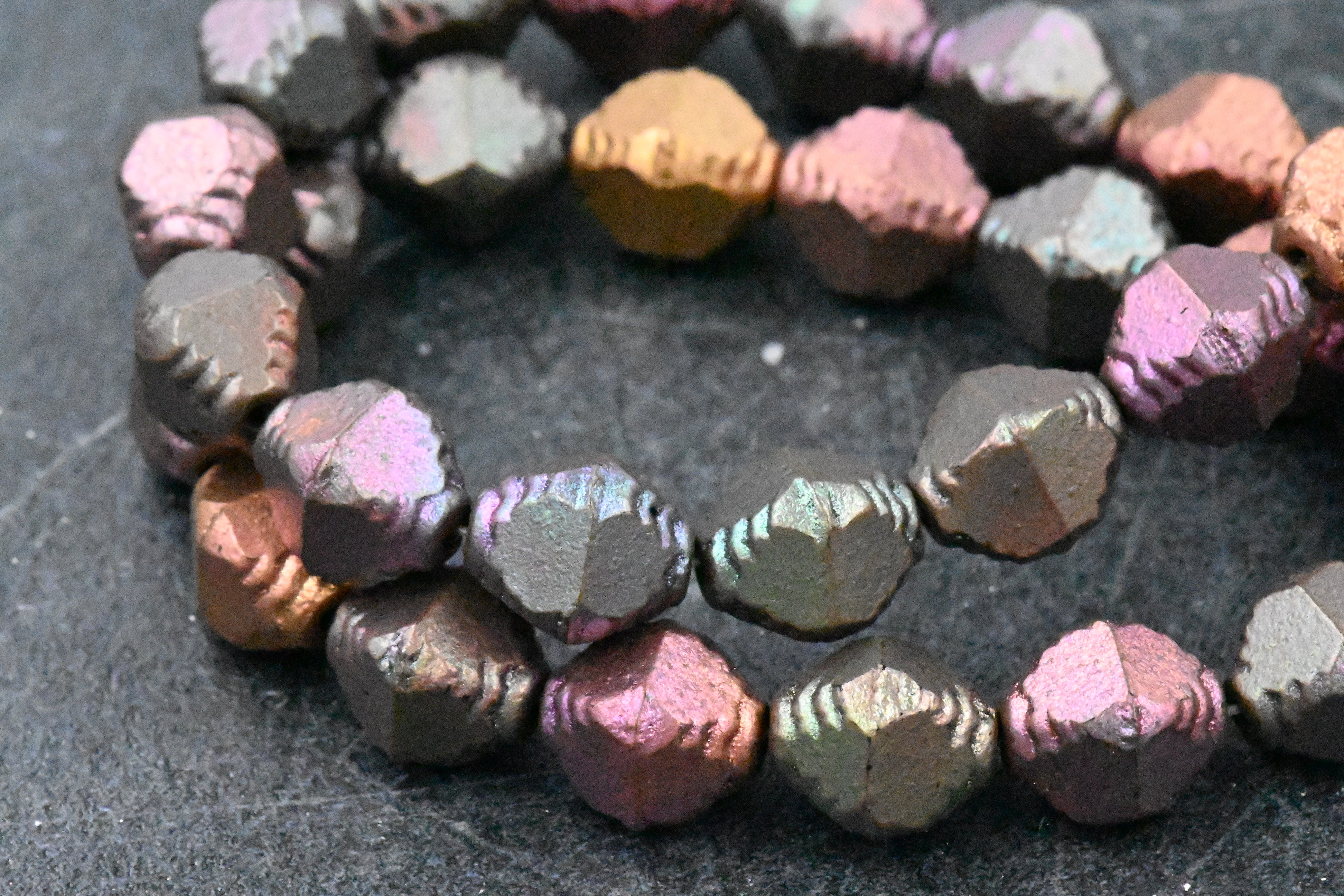 15pc Metallic Mix 10x8mm Faceted Bicone Czech Glass Beads