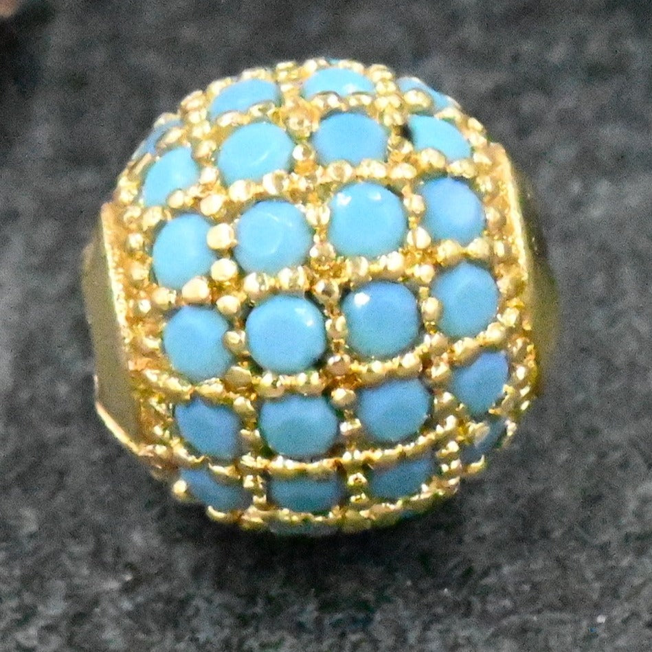 Turquoise Micro Pave Cubic Zirconia Beads,1pc 8mm